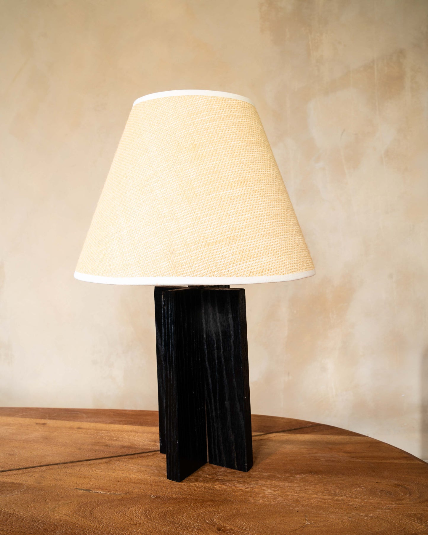 Black Oak "X" Table Lamp