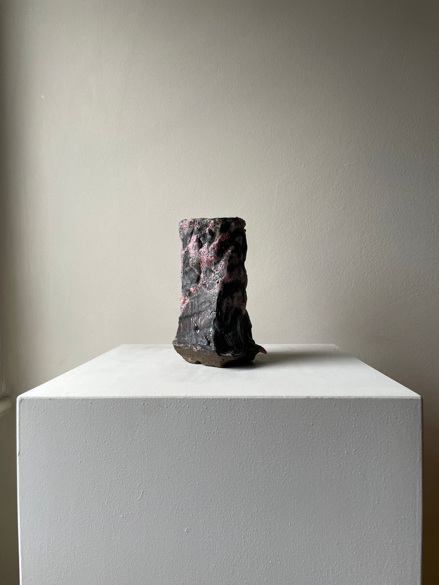 Hand Thrown Pink Lava Vessel