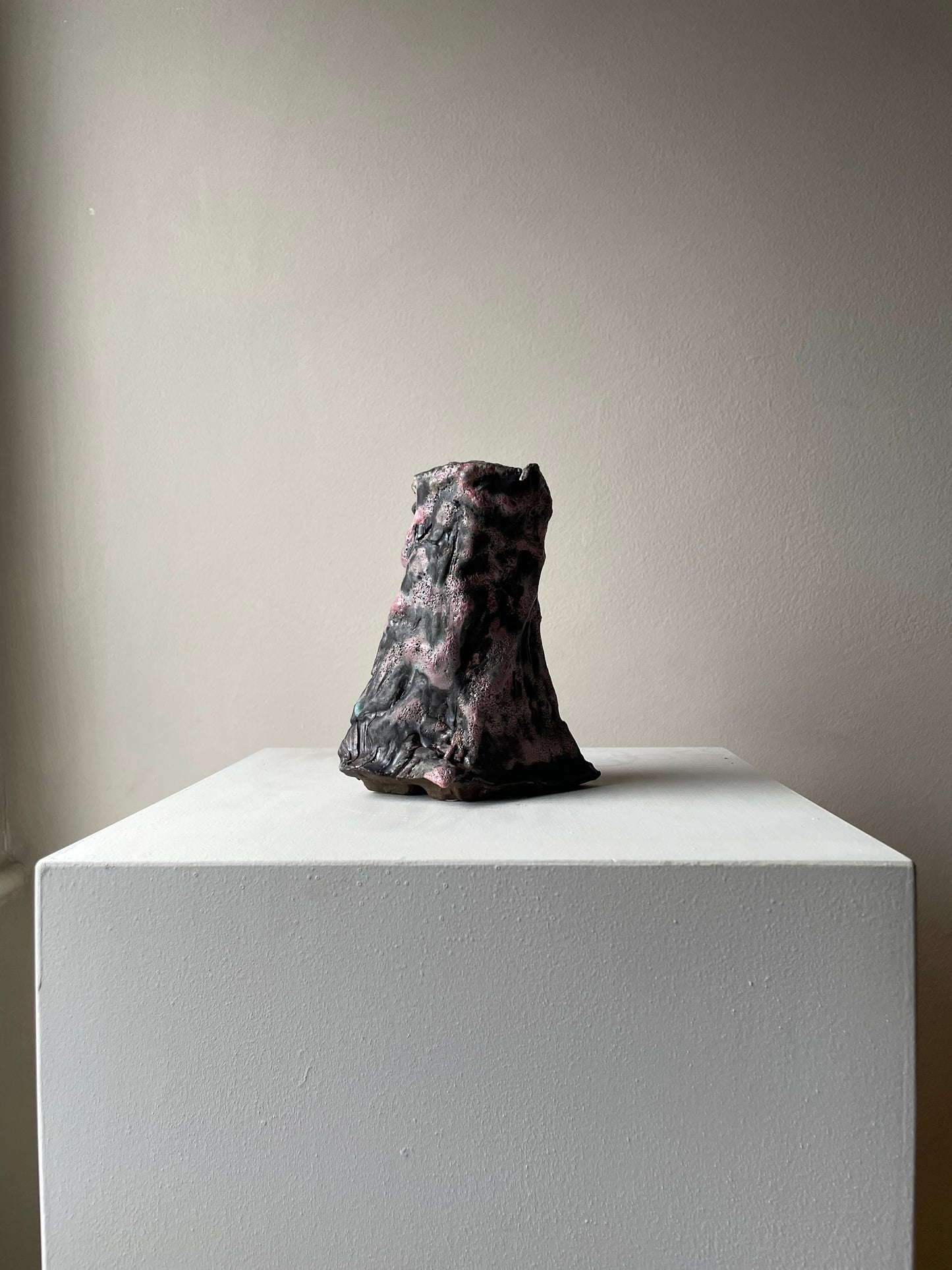 Hand Thrown Pink Lava Vessel