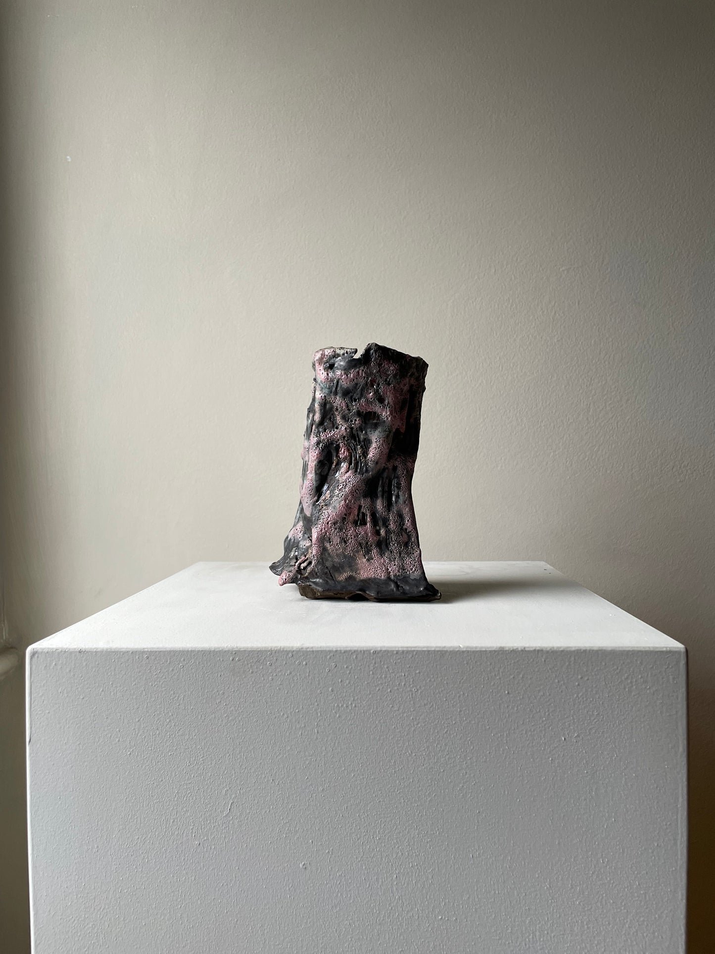 Hand Thrown Pink Lava Vessel