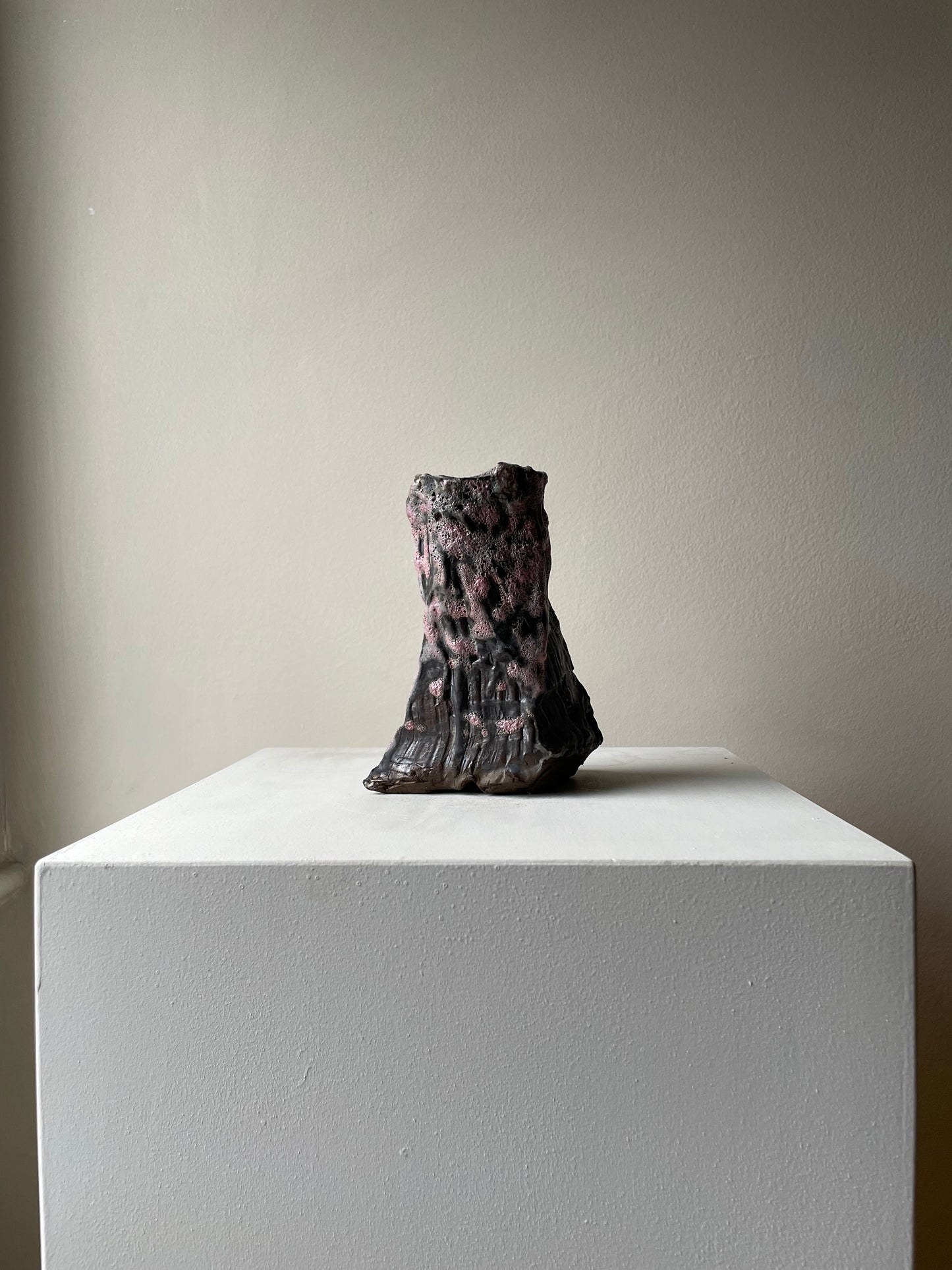 Hand Thrown Pink Lava Vessel