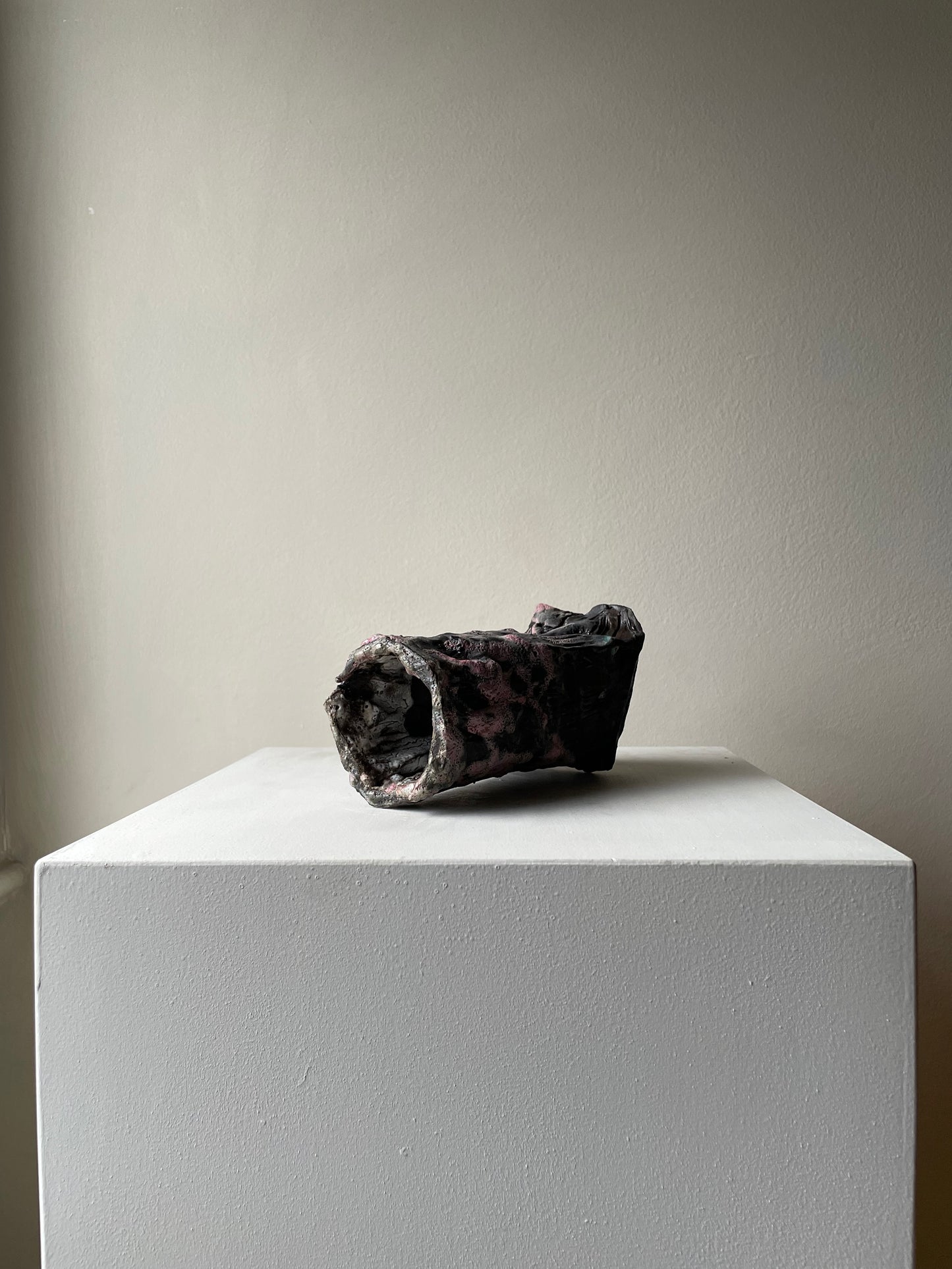Hand Thrown Pink Lava Vessel