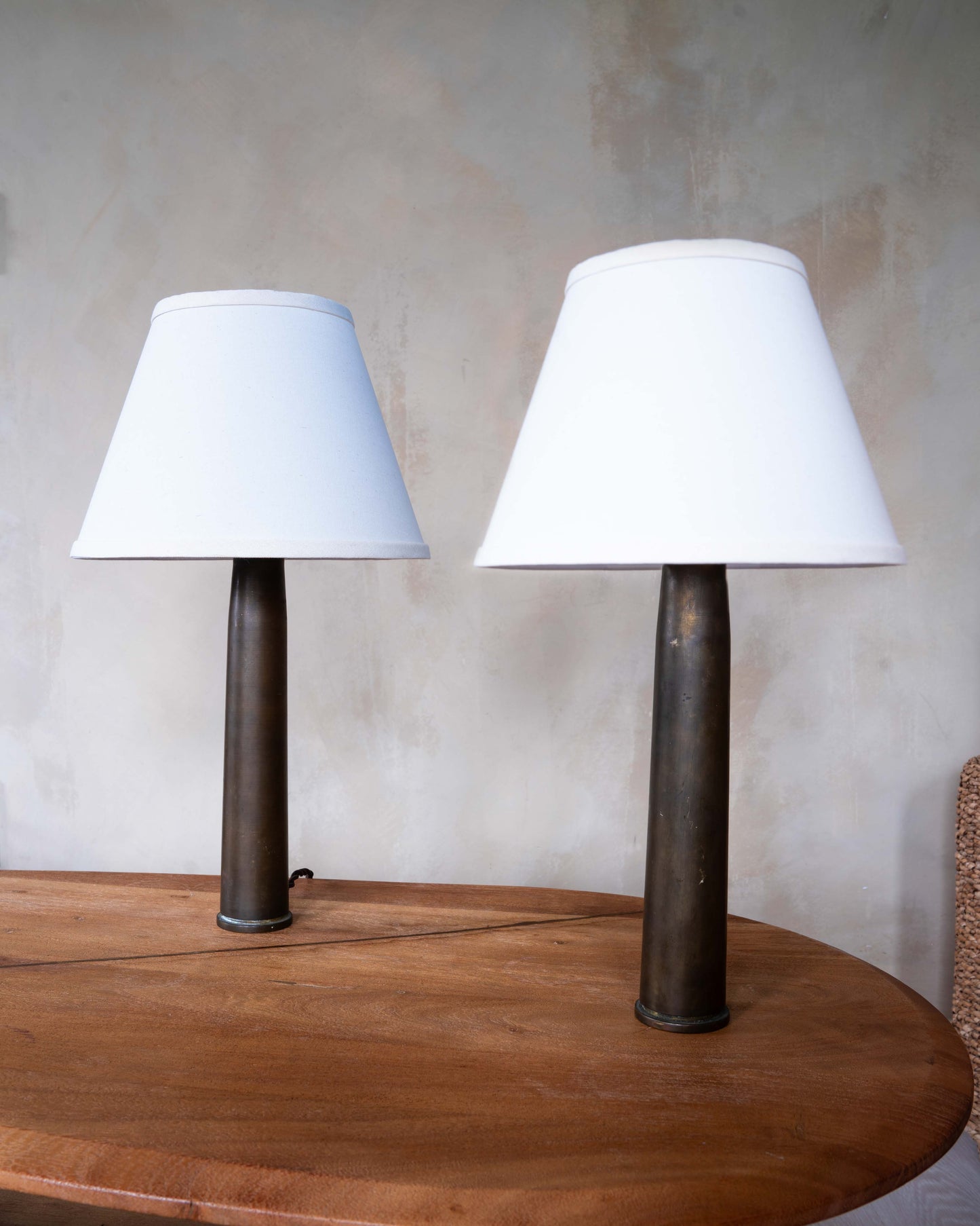 Tapered Brass Pair of Table Lamps