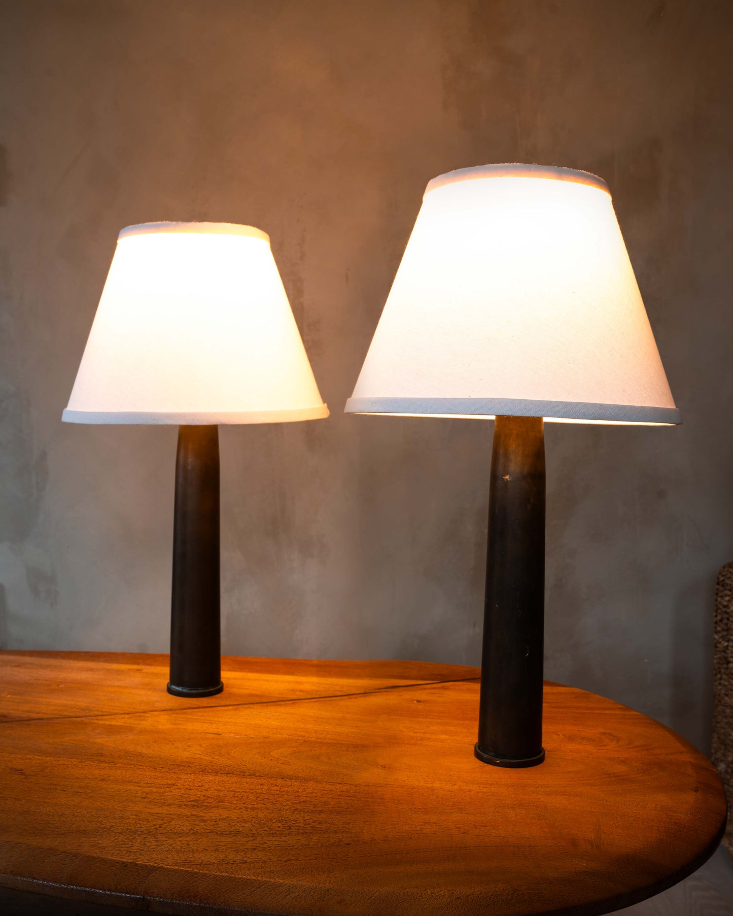Tapered Brass Pair of Table Lamps